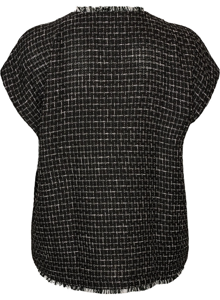 Ruudullinen liivi koristeellisilla napeilla, Musta, Packshot image number 1