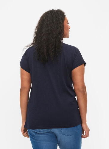 Puuvillainen t-paita lehtiprintillä, Night Sky W. leaf, Model image number 1