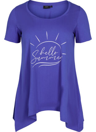 Lyhythihainen puuvillainen t-paita a-mallissa , Dazzling Blue HELLO , Packshot image number 0