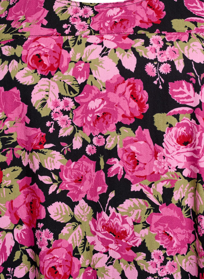 Lyhythihainen painokuvioitu puuvillamekko, Musta, Packshot image number 2