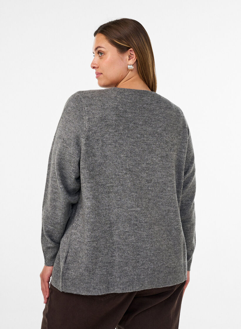 Neule glitterirusetilla, Harmaa, Model image number 2