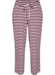 Raidalliset pyjamahousut korkealla vy&ouml;t&auml;r&ouml;ll&auml; ja leveill&auml; lahkeilla, Punainen