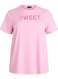 Puuvillainen T-paita kirjailulla tekstill&auml;, Valkoinen