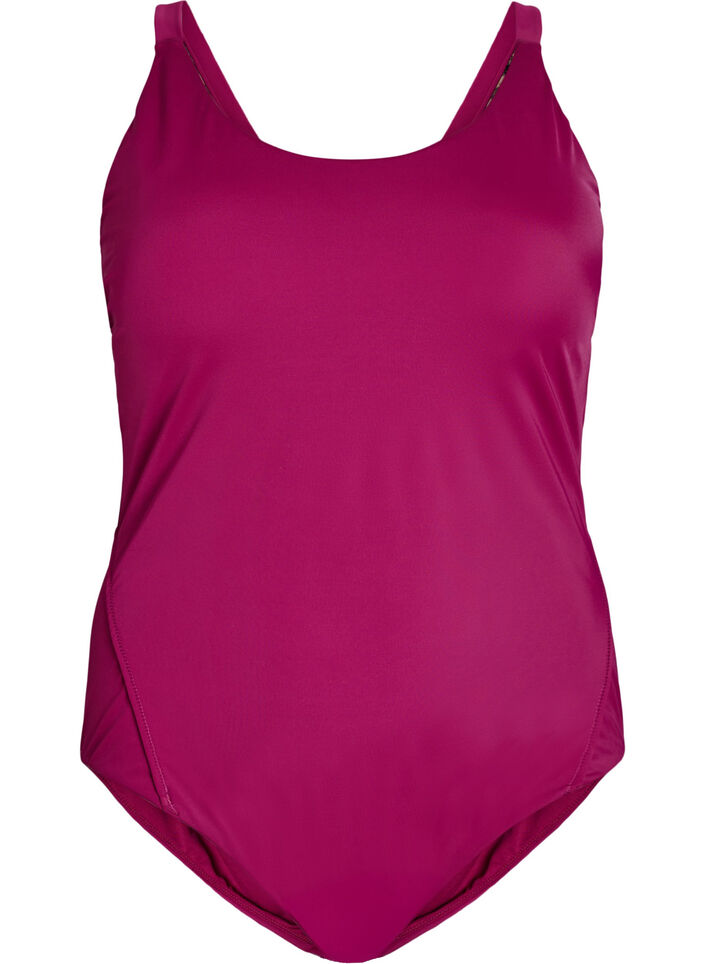 Uimapuku, jonka selkä on koristeltu, Punainen, Packshot image number 0