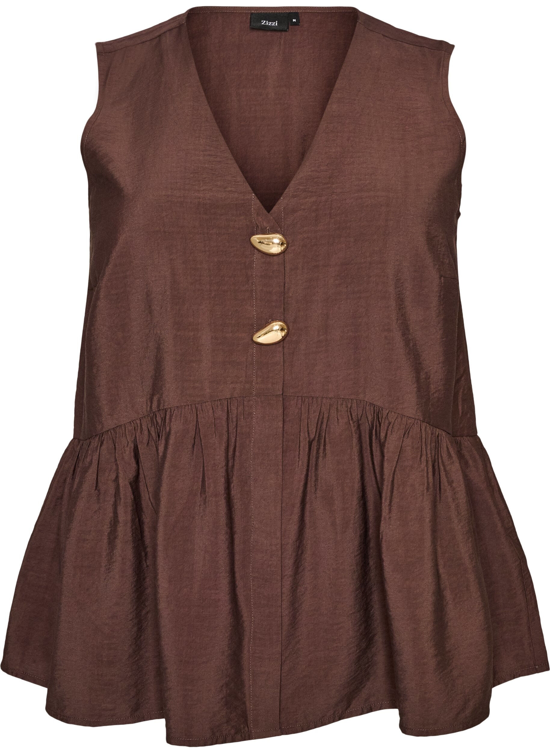 ZizziHihaton peplum-pusero koristenapeilla, Ruskea, Packshot image number 0