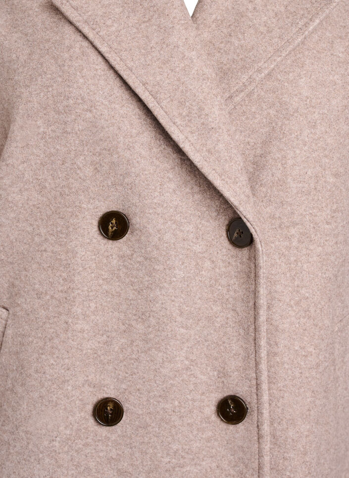 Lyhyt takki kaksoisnapituksella, Beige, Packshot image number 2