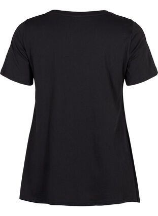 Puuvillainen t-paita tekstipainatuksella, Black HAPPY, Packshot image number 1