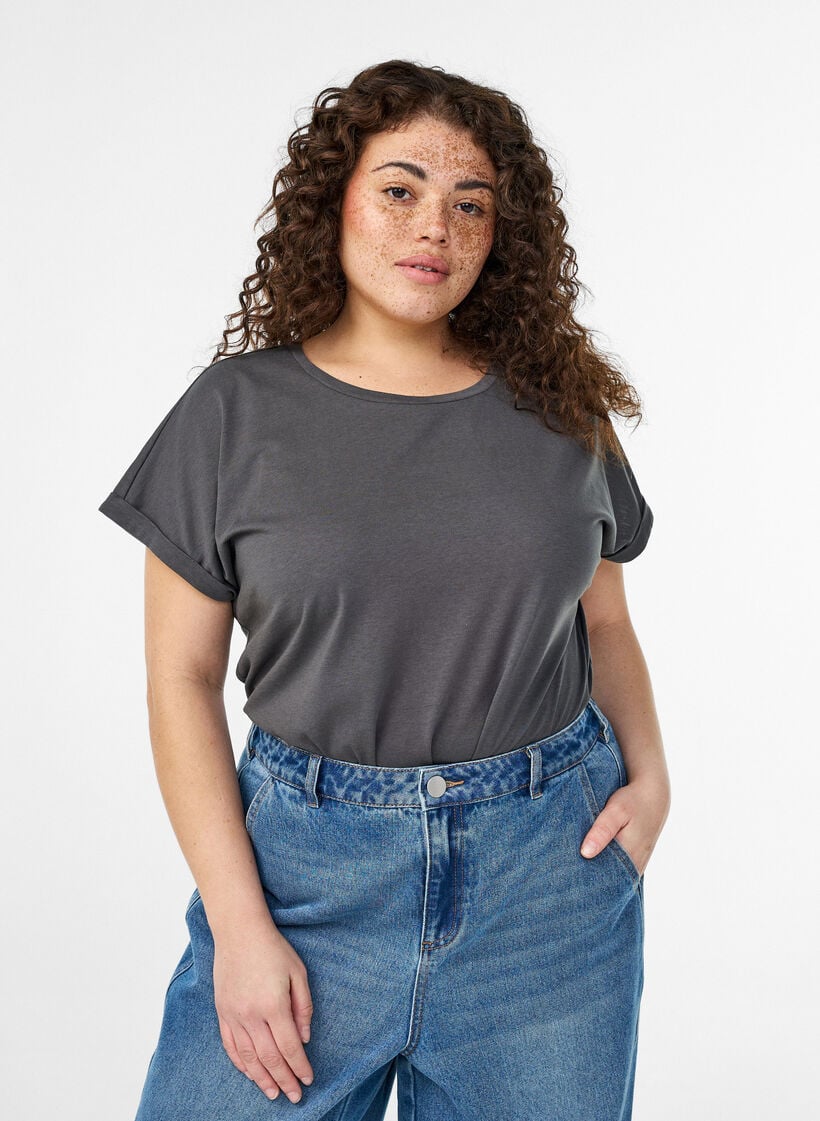 Lyhythihainen t-paita puuvillasekoitteesta, Harmaa, Model image number 0