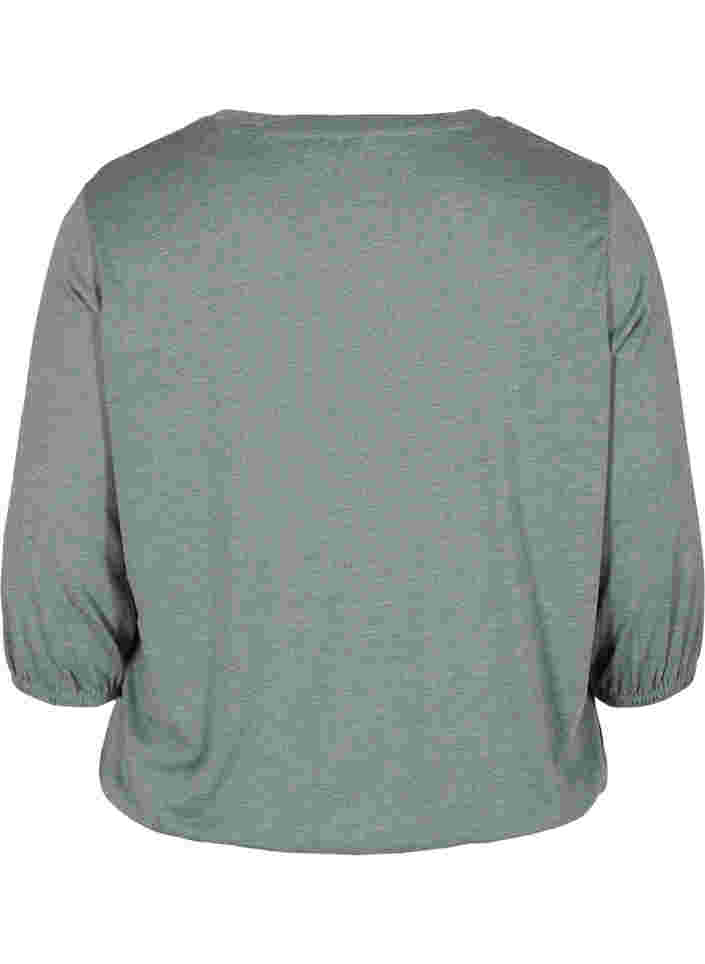 Yksivärinen pusero 3/4-hihoilla, Balsam Green Mel, Packshot image number 1