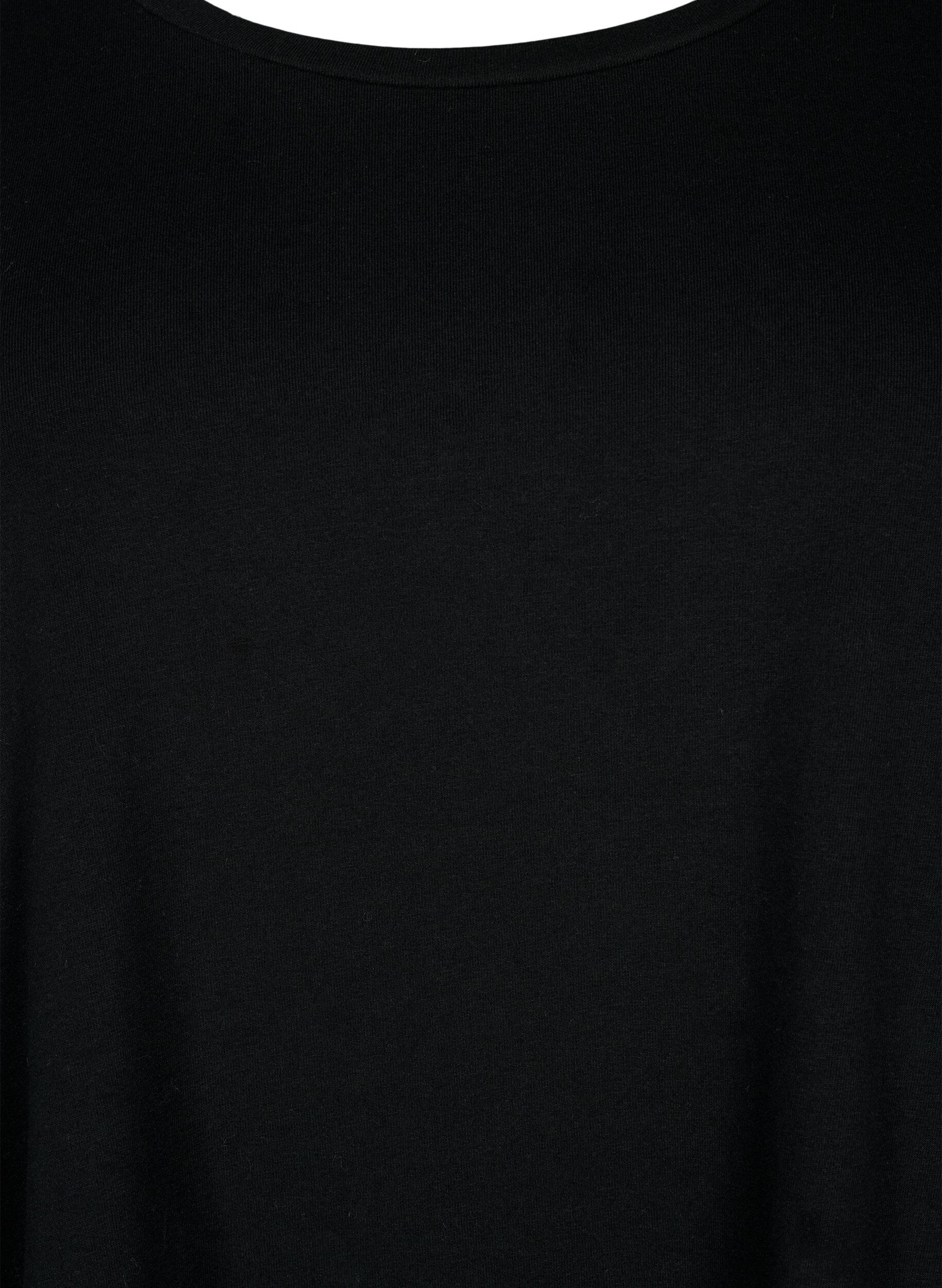 ZizziPuuvillainen perus t-paita 3/4-hihoilla, Musta, Packshot image number 2