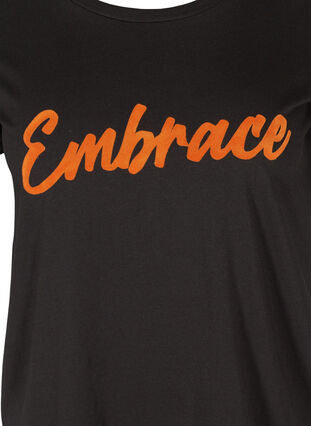 Lyhythihainen puuvillainen t-paita painatuksella, Black Embrace, Packshot image number 2