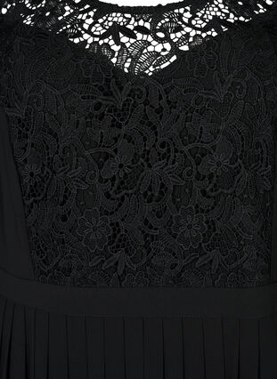 Lyhythihainen mekko pitsiyläosalla, Black, Packshot image number 2