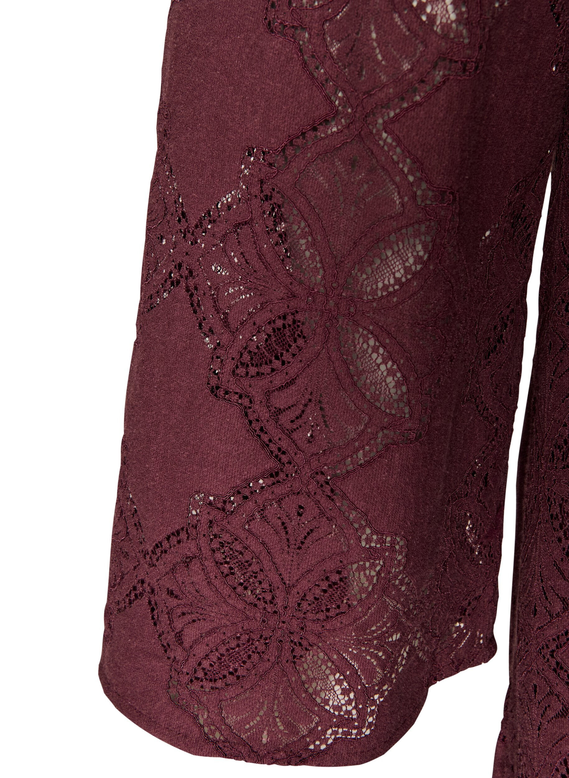 ZizziPitsimekko pitkiss&auml; hihoilla ja r&ouml;yhel&ouml;helmalla, Tumma Bordeaux, Packshot image number 3