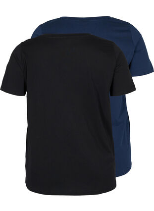 2 perus t-paitaa puuvillasta, Black/Navy B, Packshot image number 1