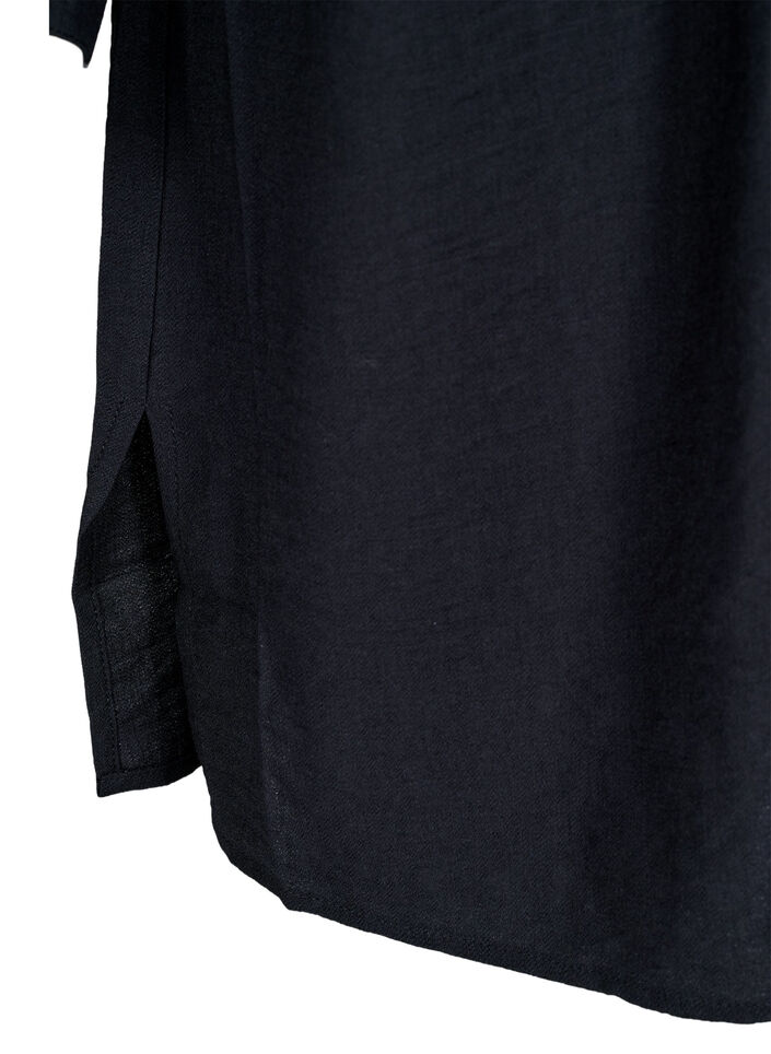 Paitamekko solmittavalla vyöllä ja pitkät hihat, Musta, Packshot image number 3