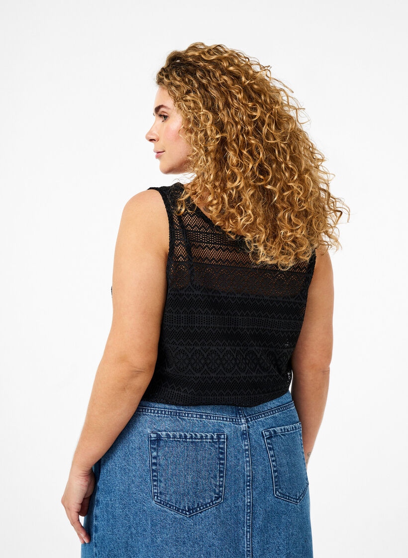 Hihaton yläosa reikäkuvioinnilla, Black, Model image number 1