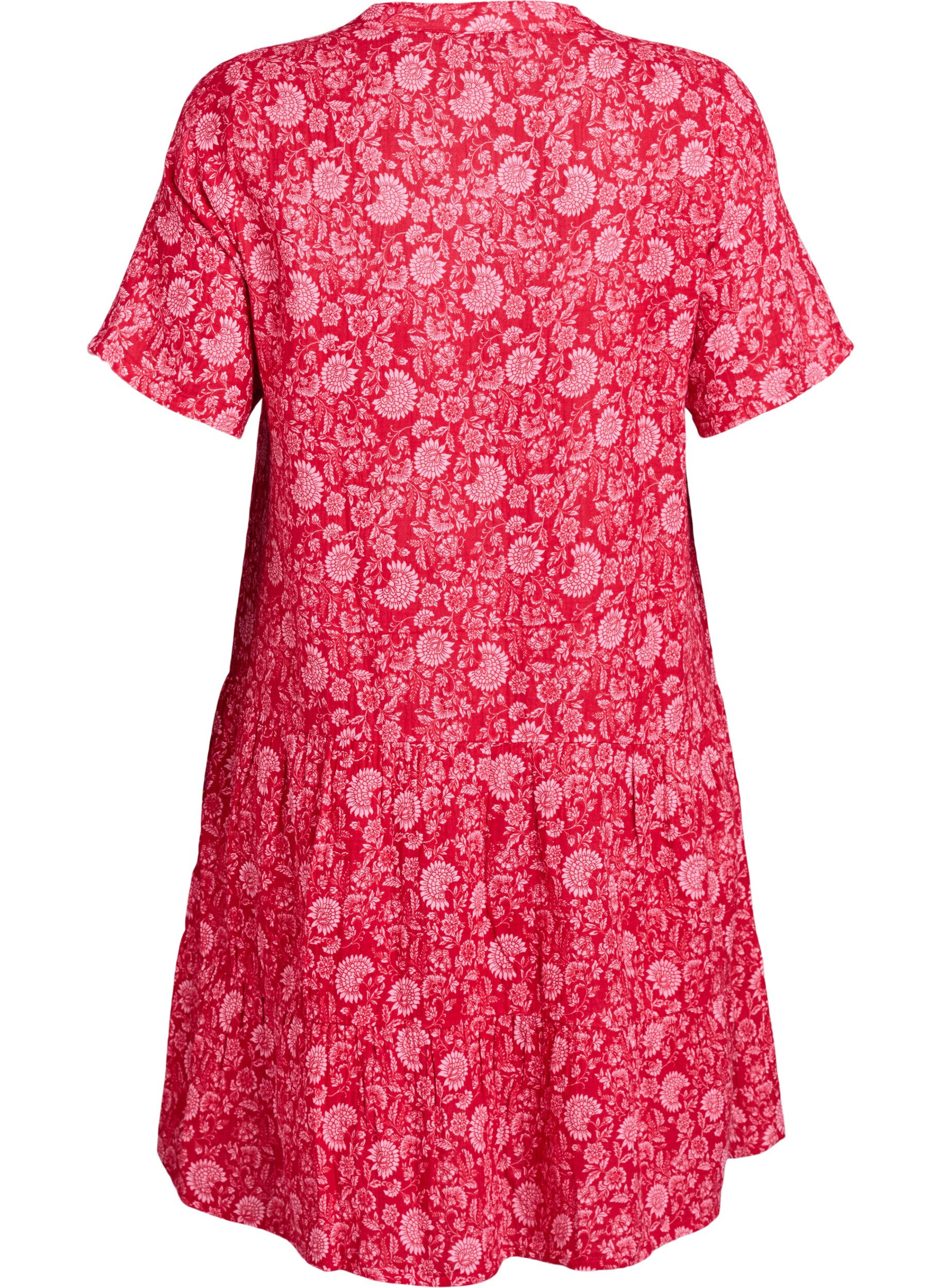 ZizziLyhyt A-linjainen mekko puuvillamusliinista, Punainen, Packshot image number 1