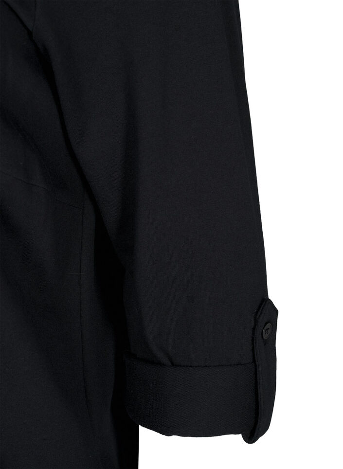 Puuvillamekko, jossa on pallomainen istuvuus, Musta, Packshot image number 3