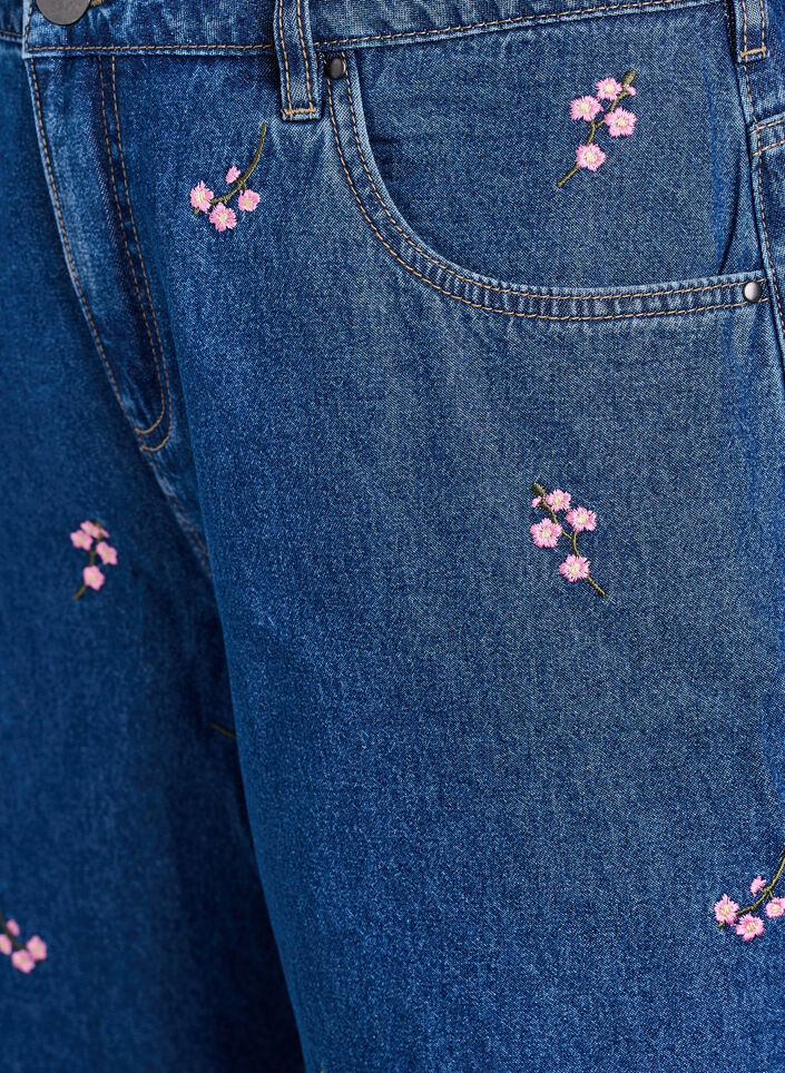 Kirjailut denimshortsit, Sininen, Packshot image number 2