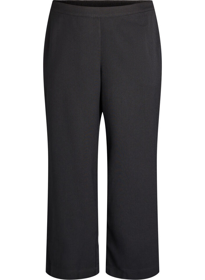 Leveälahkeiset housut korkealla vyötäröllä, Musta, Packshot image number 0