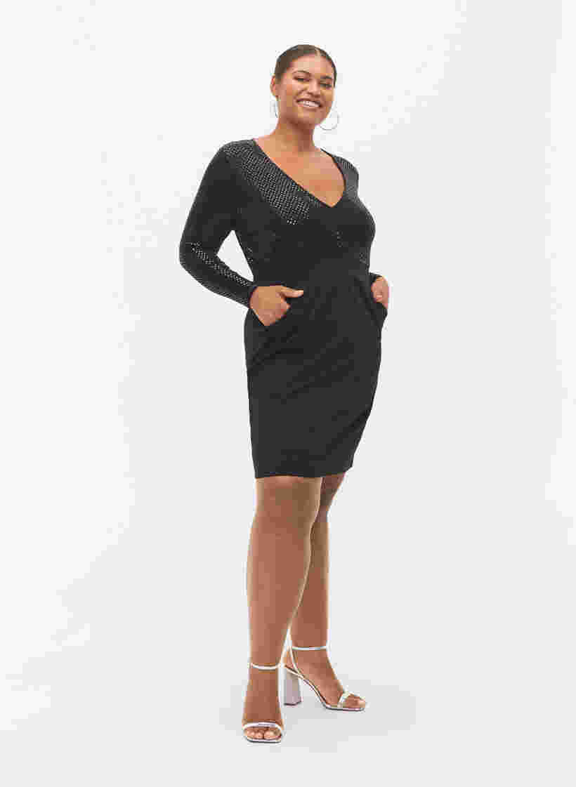 Tyköistuva mekko kimalteella, Black, Model image number 4