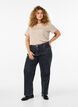 Puuvillainen perus-T-paita, jossa on py&ouml;re&auml; kaula-aukko, Beige, Model image number 1