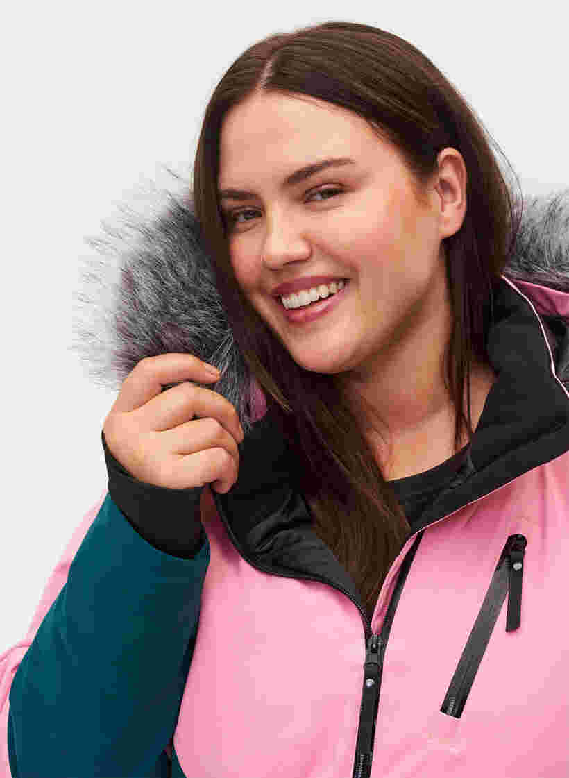 Talviurheilutakki irrotettavalla hupulla, Sea Pink Comb, Model image number 3