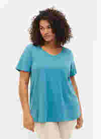 Yksivärinen perus t-paita puuvillasta, Brittany Blue, Model