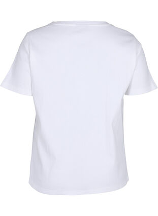 Puuvillainen t-paita ribbauksella, Bright White, Packshot image number 1