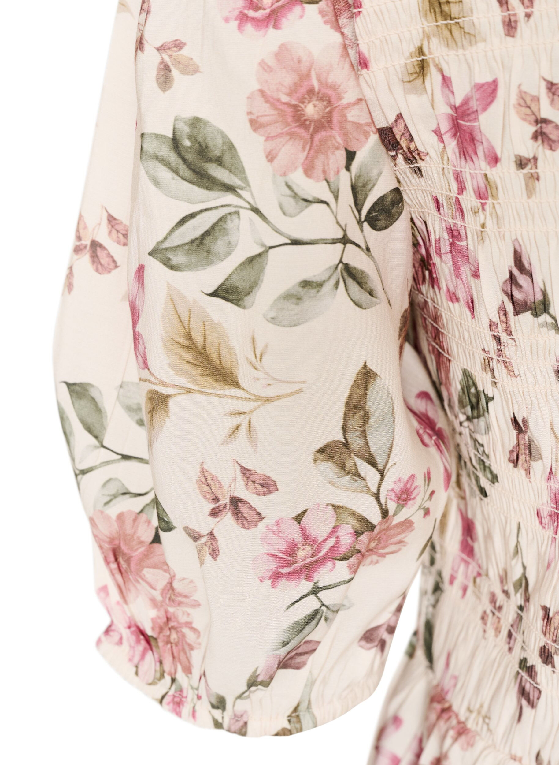 ZizziViskoosipusero smokkauksella ja peplum-efektill&auml;, Vanilja, Packshot image number 3