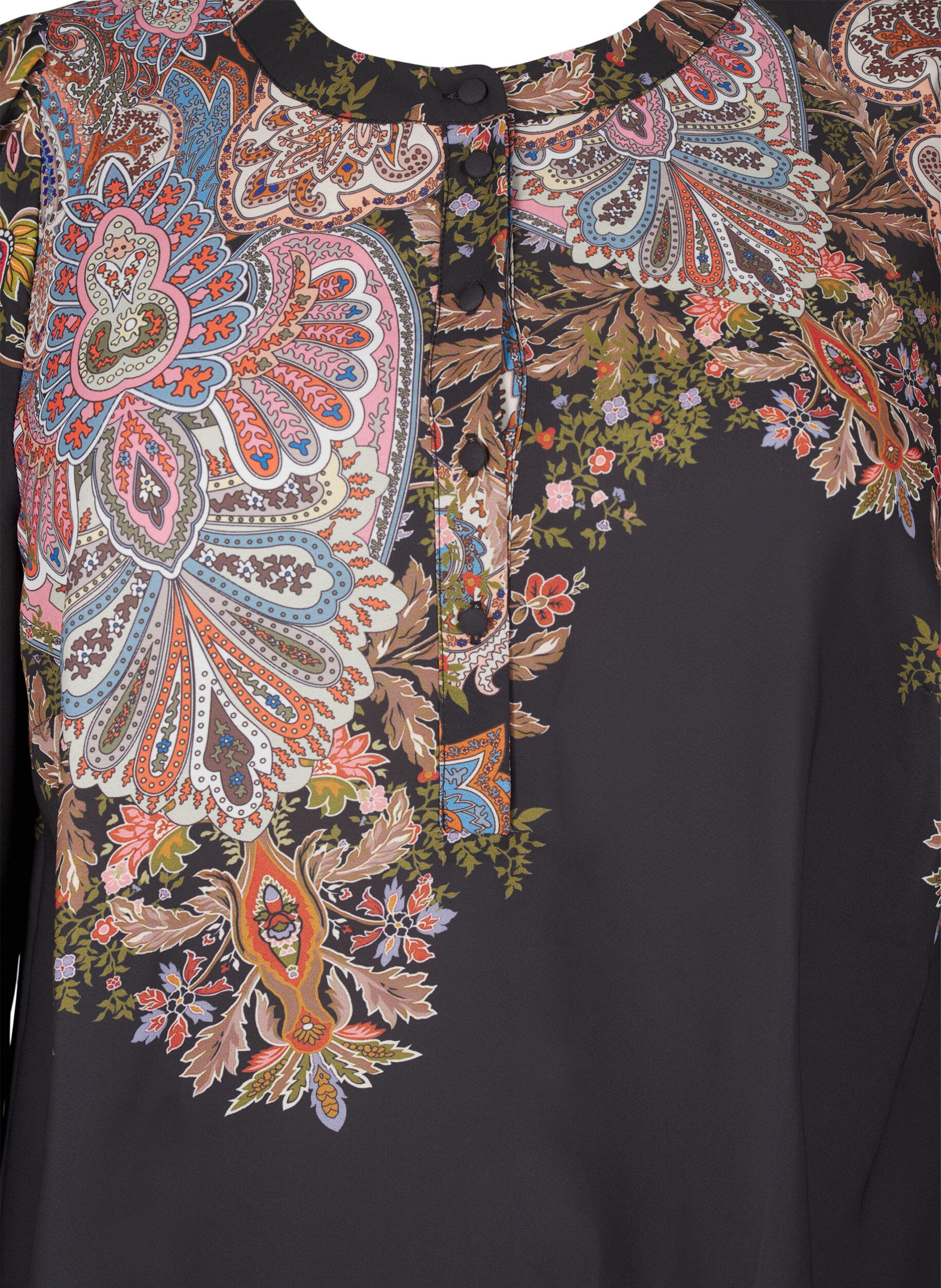 Zizzi Midi-mekko paisley-kuvioinnilla, Black Paisley, Packshot image number 2