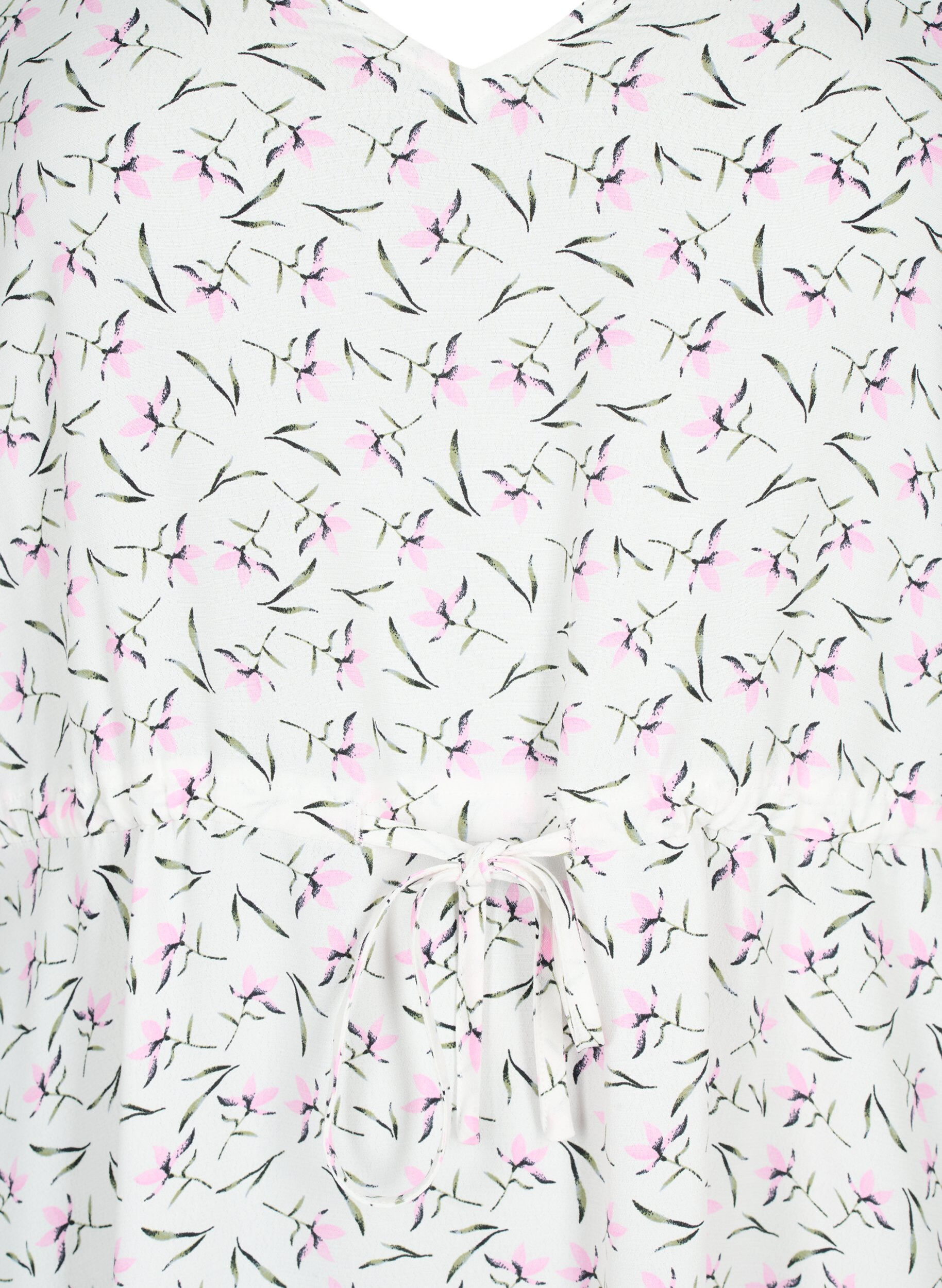 ZizziViskoosimekko 1/2-hihoilla ja kukkakuosilla, White Purple Flower, Packshot image number 2