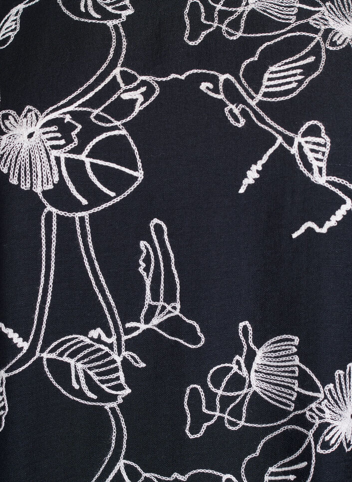 Lyhyt A-linjainen mekko kirjaillulla kuviolla, Musta, Packshot image number 2