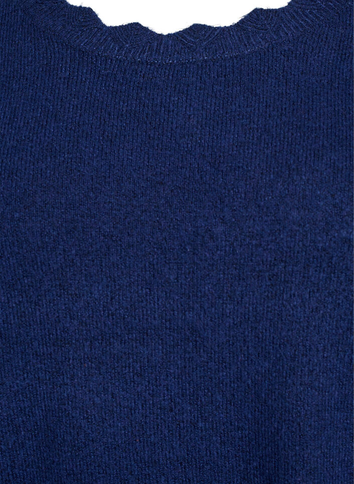 Aaltoilevareunainen neulepusero, Sininen, Packshot image number 2