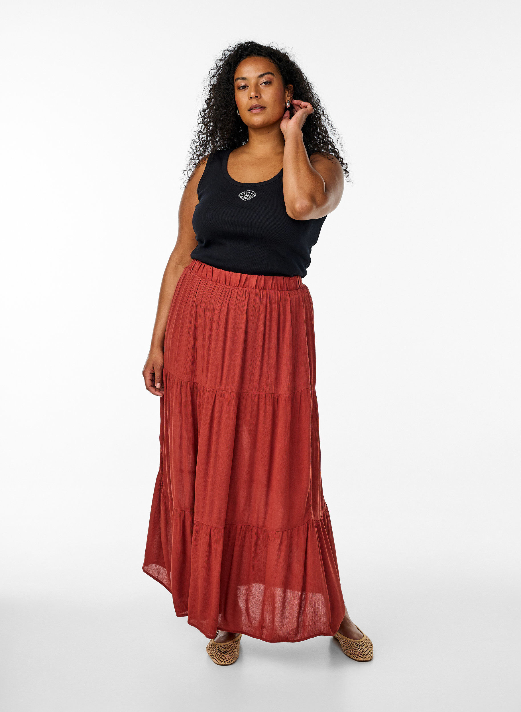 Zizzi Tyk&ouml;istuva kuvioitu yl&auml;osa, Musta, Model image number 1