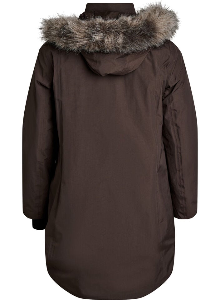 Vedenpit&auml;v&auml; hupullinen parka, Ruskea, Packshot image number 1