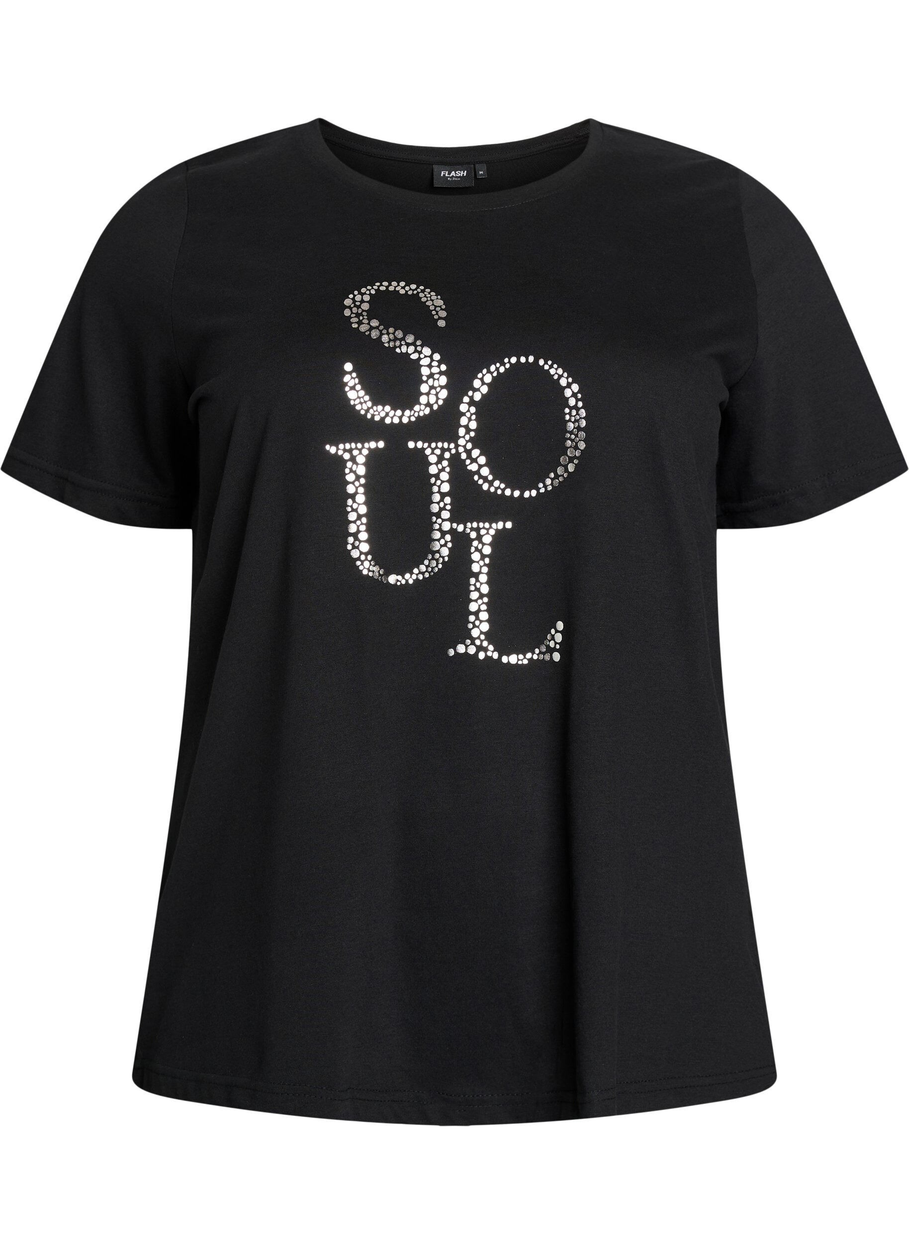 Zizzi T-paita printill&auml;, Musta, Packshot image number 0