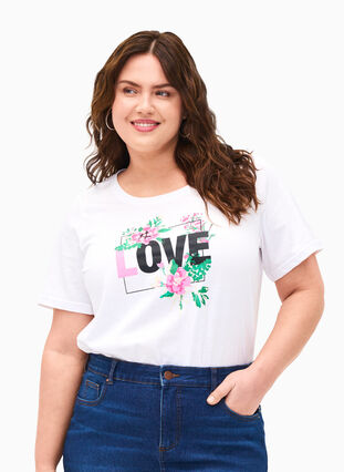FLASH – kuviollinen t-paita, Bright White Love, Model image number 0
