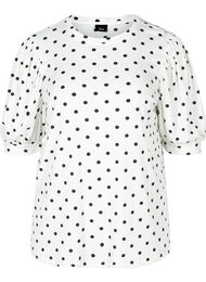 Pilkullinen t-paita puhvihihoilla, White w. Black Dots