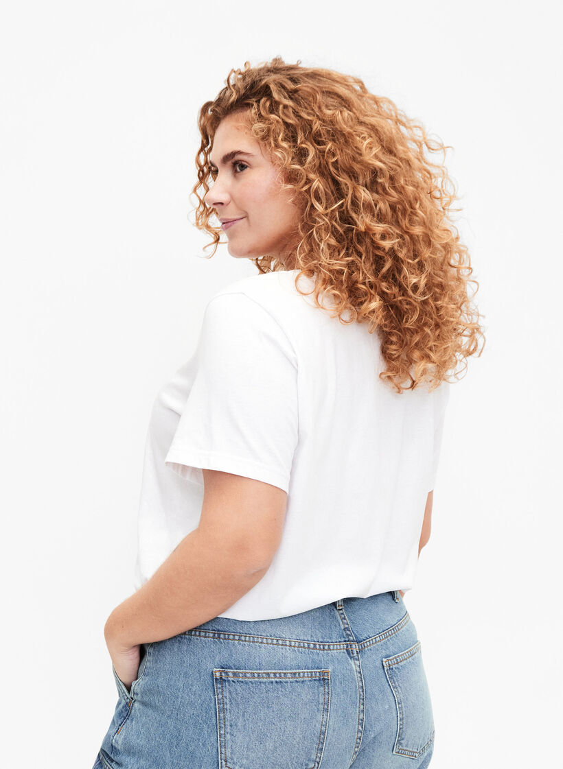 Puuvillainen T-paita painatuksella, B. White W. Hearts, Model image number 1