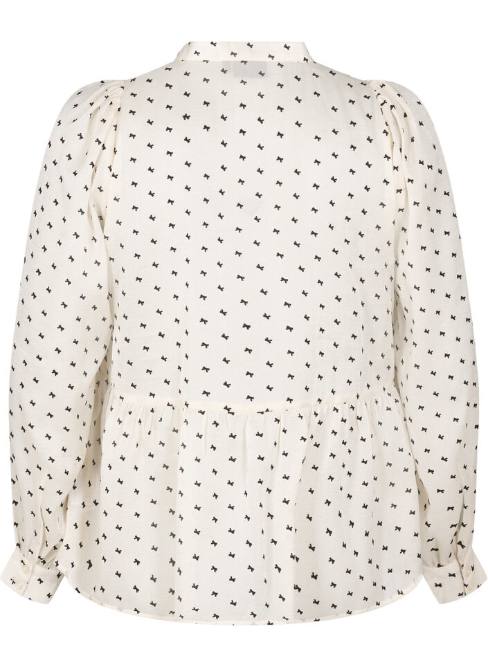 Pusero peplumilla ja ruseteilla, Ecru w Bow, Packshot image number 1