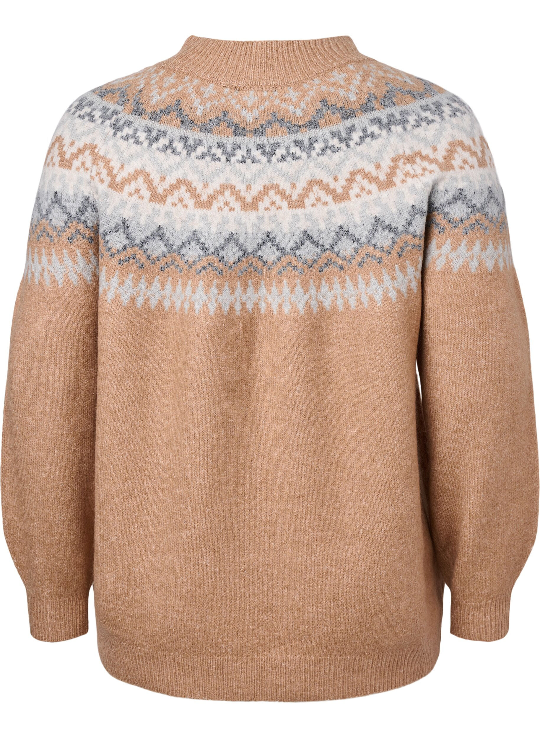 Zizzi kuviollinen pullover, Chipmunk Mel. Comb, Packshot image number 1