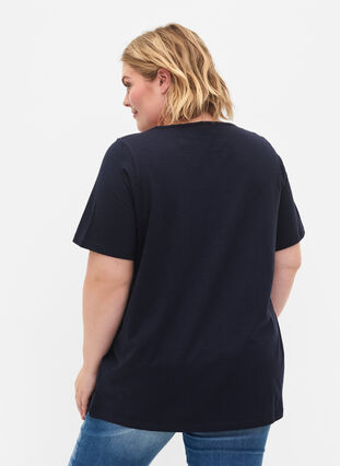 T-paita puuvillaa pitsillä, Navy Blazer, Model image number 1