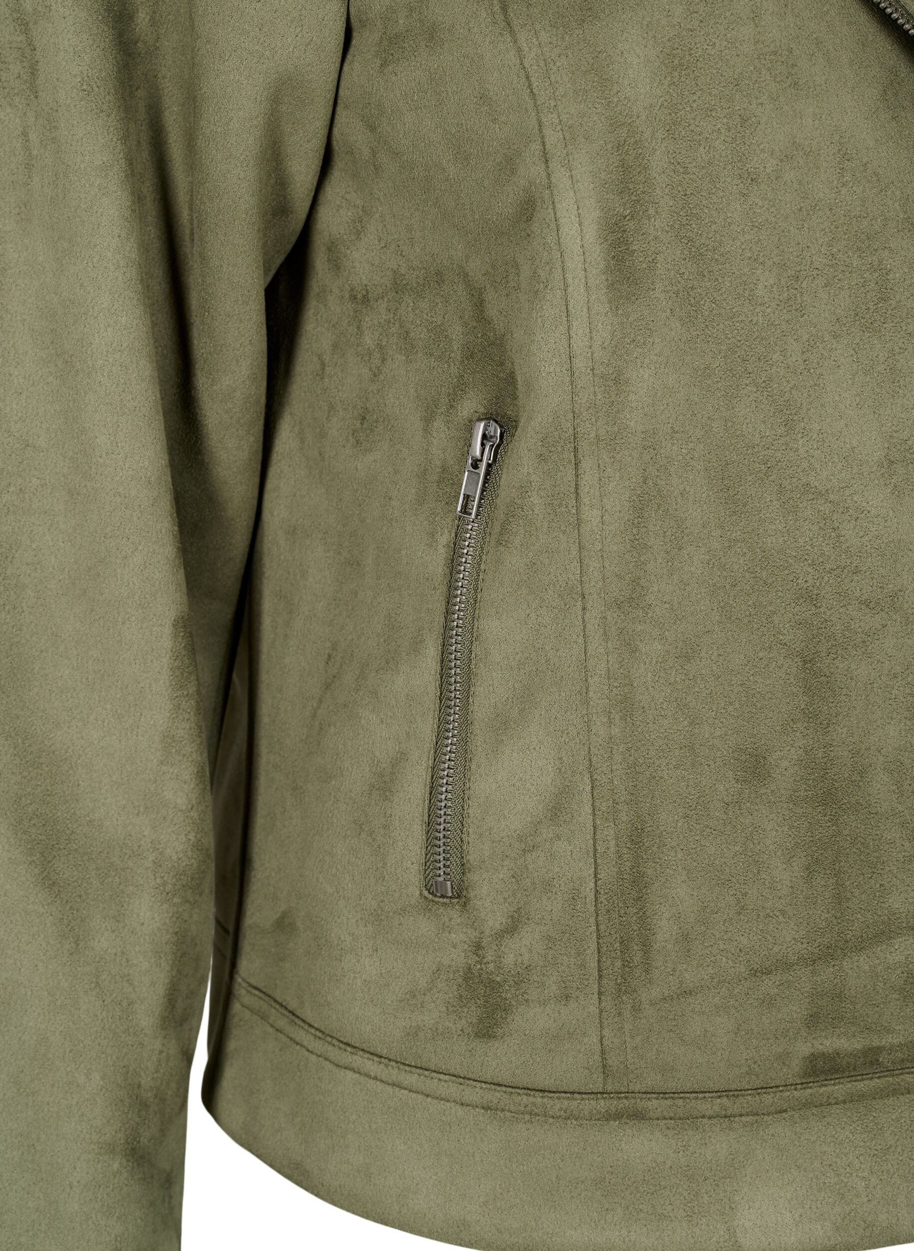 ZizziBiker-takki tekomokkanahkaa, Dusty Olive, Packshot image number 3