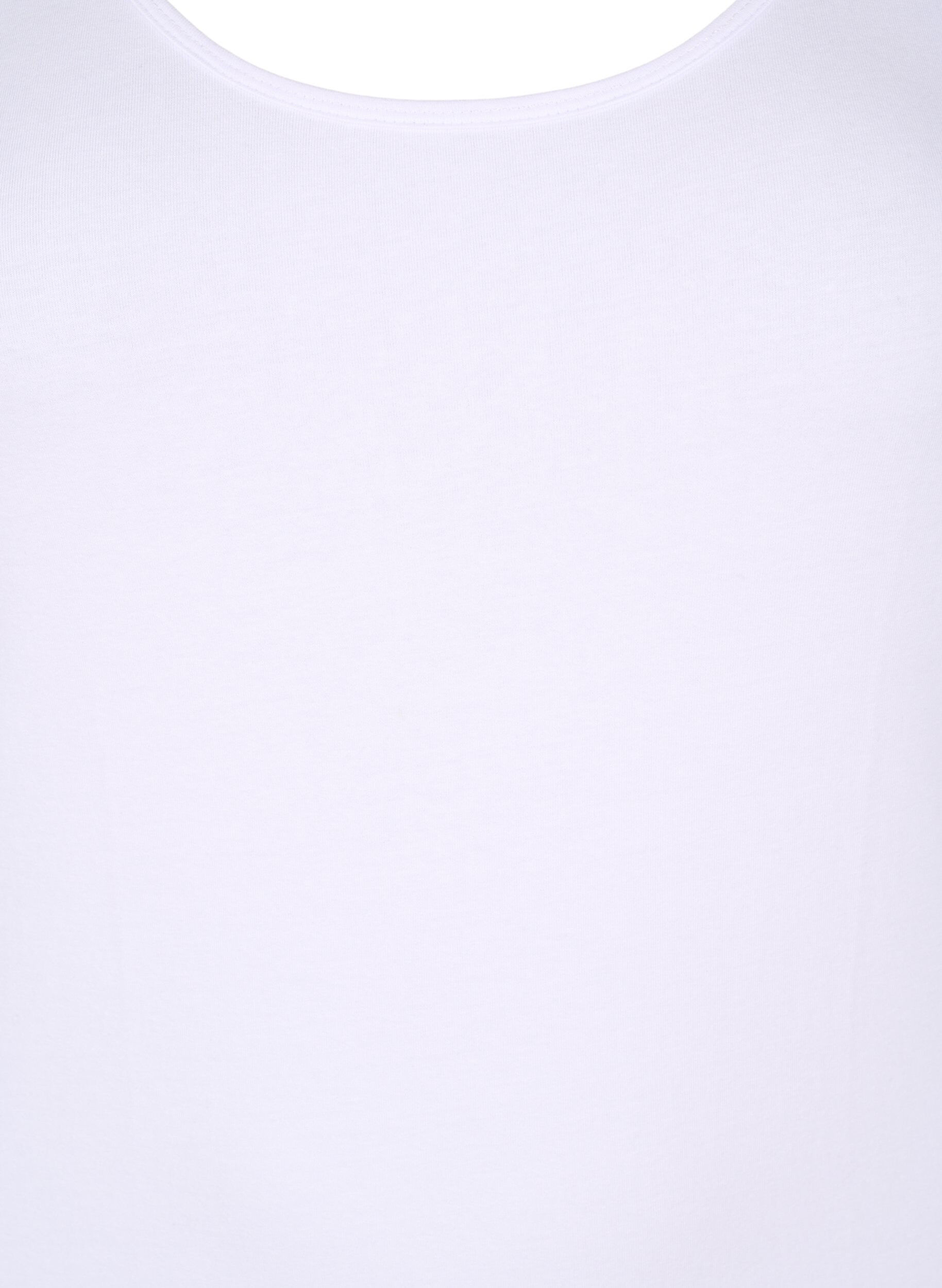 Zizzi Yksiv&auml;rinen perustoppi puuvillasta, Valkoinen, Packshot image number 2