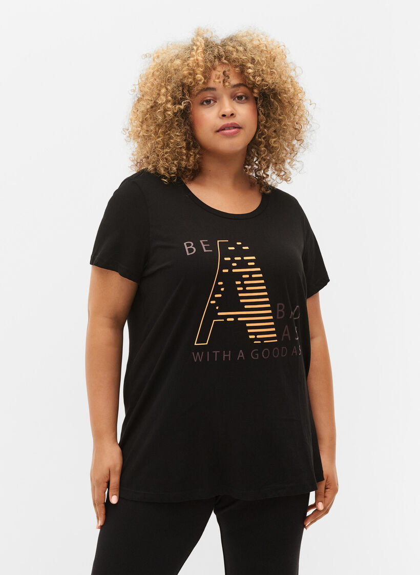 T-paita printillä treeniin , Black w. Bad Ass, Model image number 0