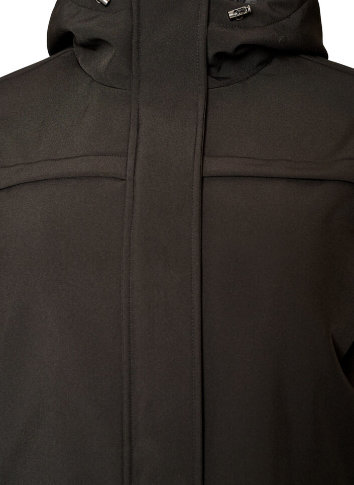 Vett&auml; hylkiv&auml; softshell-takki, jossa on tikattu vuori, Musta, Packshot image number 2