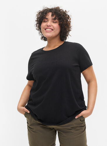 2 lyhythihaista t-paitaa puuvillasta , Black, Model image number 0