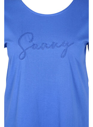 Väljä puuvillainen t-paita lyhyillä hihoilla, Dazzling Blue SUNNY, Packshot image number 2