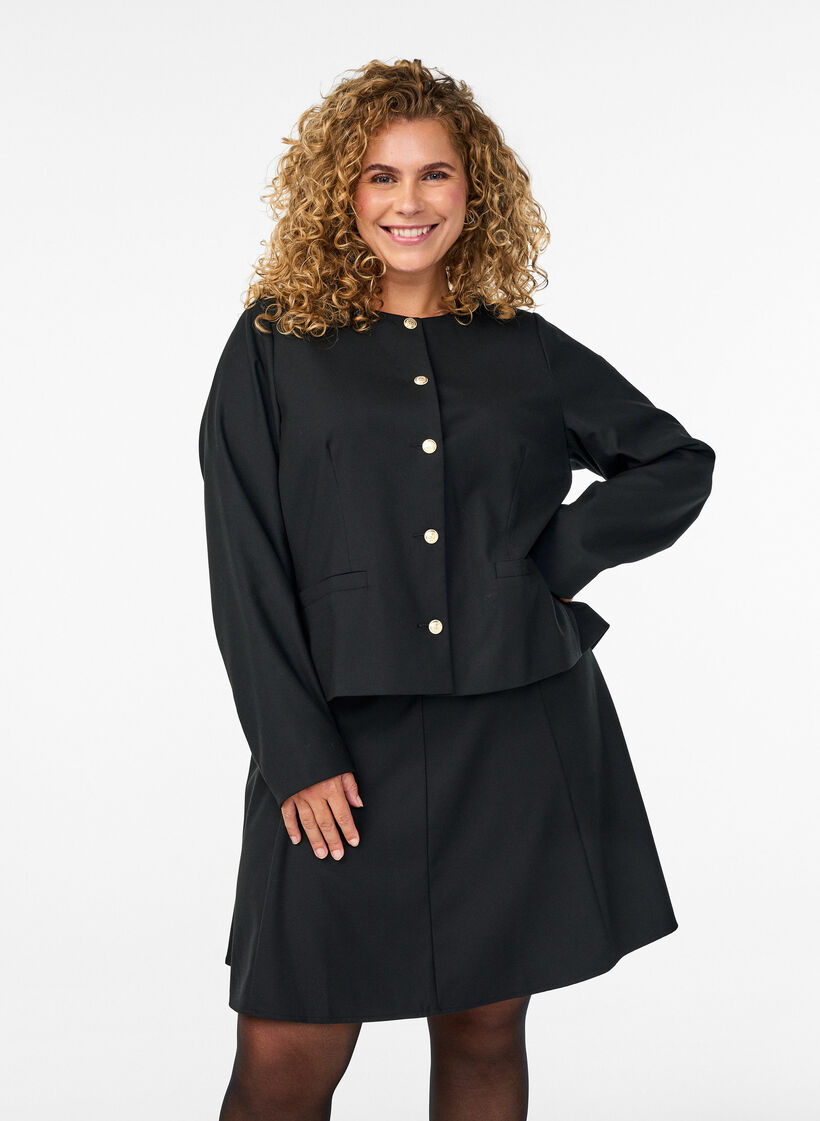 Lyhyt A-linjan hame, Musta, Model image number 0